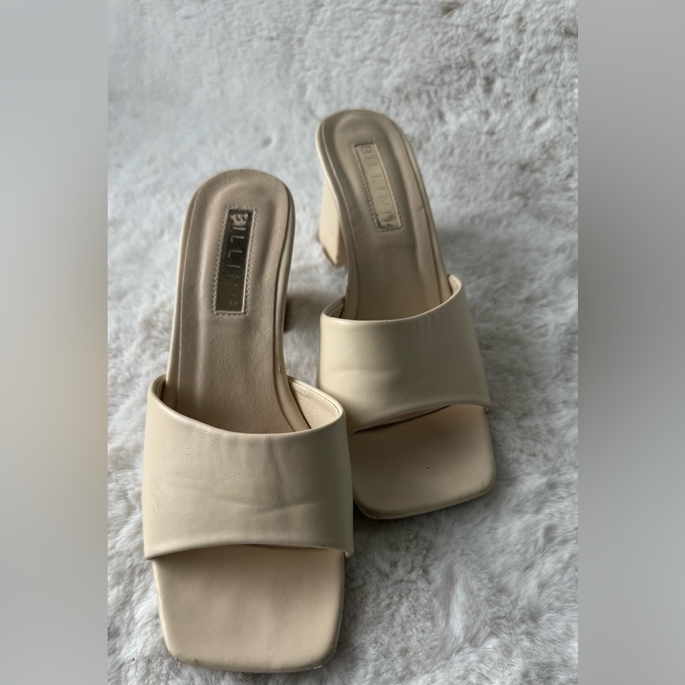 Billini Nude Square Toe Block Heel Mules